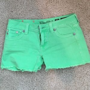 Lime green Miss Me cut off shorts