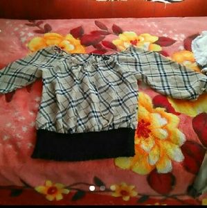 Beige & black blouse