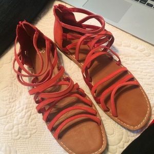 GAP sz 10 orange suede strappy sandals