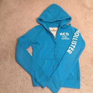 Hollister zip up hoodie blue XS