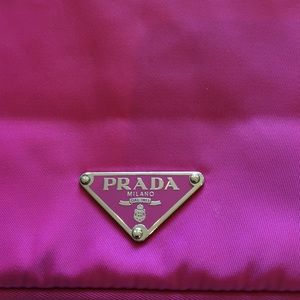 Pink Prada nylon and leather bag