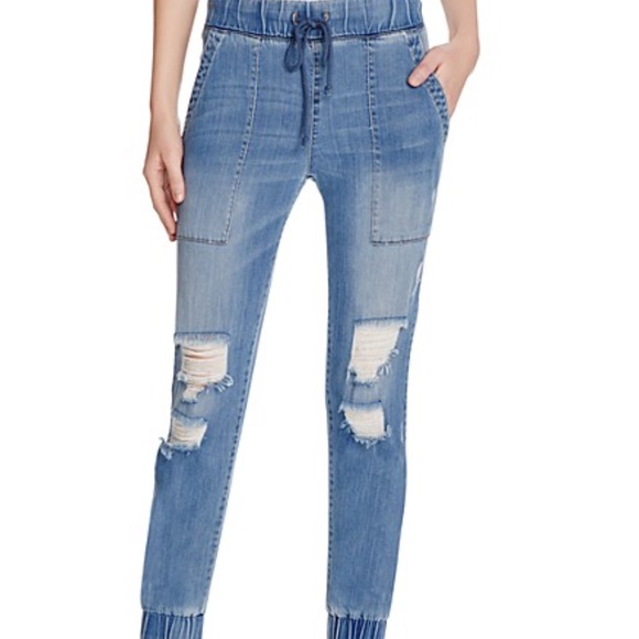 🍃💕Anthropologie Distressed Denim Pocket Jogger - Picture 6 of 8