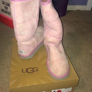 Tall pink Uggs sz10 RARE