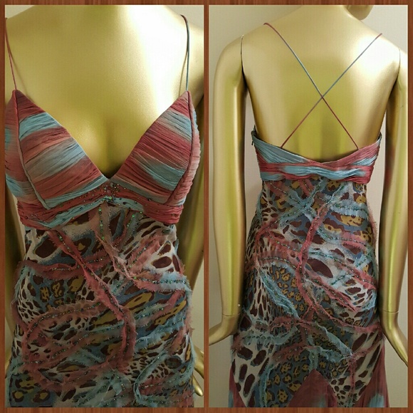 LA FEMME | Backless Silk Chiffon Evening Dress - Picture 2 of 4