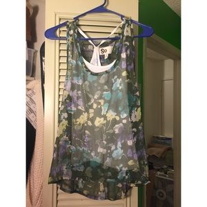 Green Floral Tanktop
