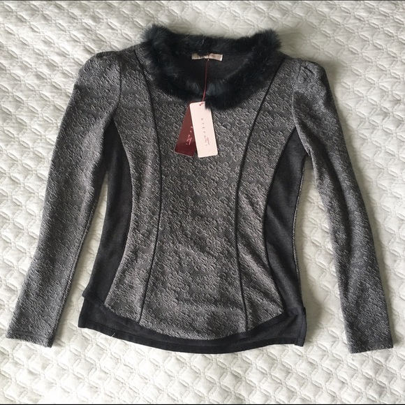 ⚡️sale⚡️Rabbit fur collared top