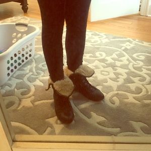 Fur lined boots mid calf