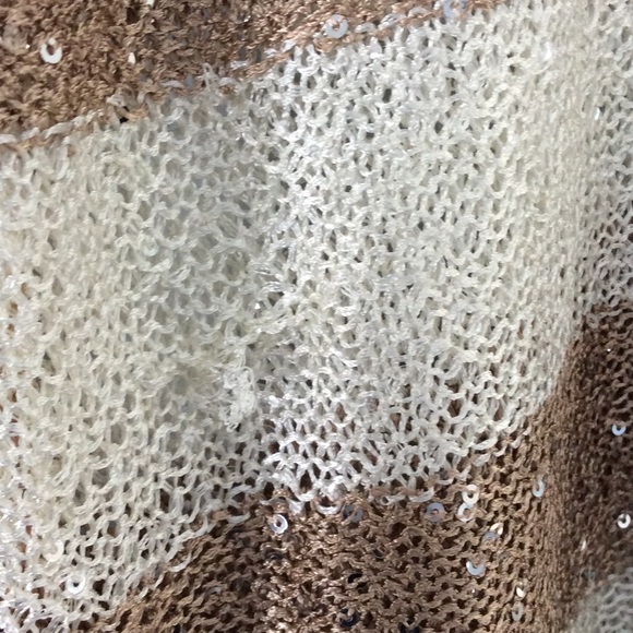 Cream & Taupe Sequin Sweater with Pocket - Picture 3 of 6