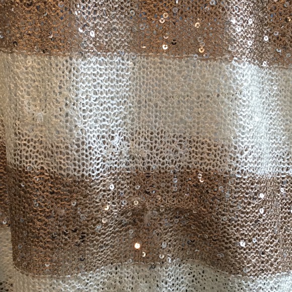 Cream & Taupe Sequin Sweater with Pocket - Picture 4 of 6