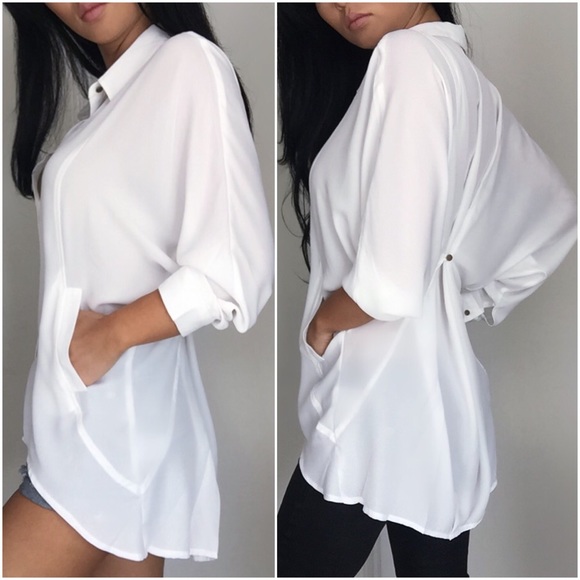 •SOLD OUT•" White LUX Blouse" - Picture 4 of 4