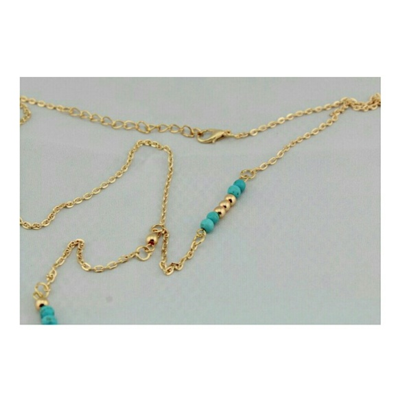 Boho Gold Feather and Beads  Necklace - Picture 4 of 4