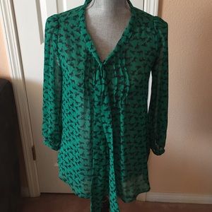 Xhilaration 3/4 button down blouse with tie detail