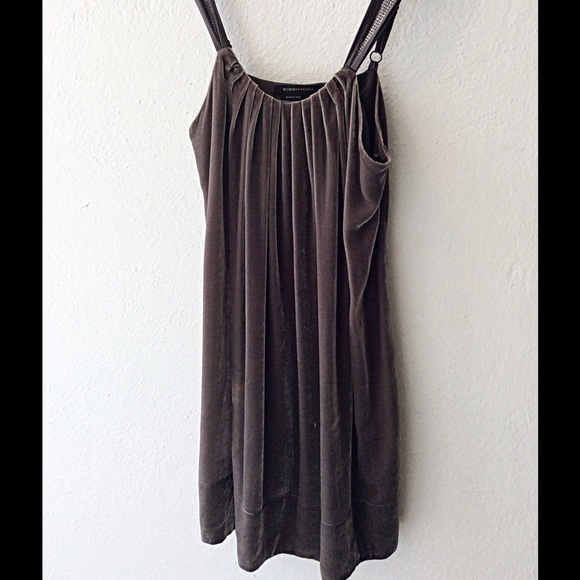 Gray BCBG velvet cocktail dress