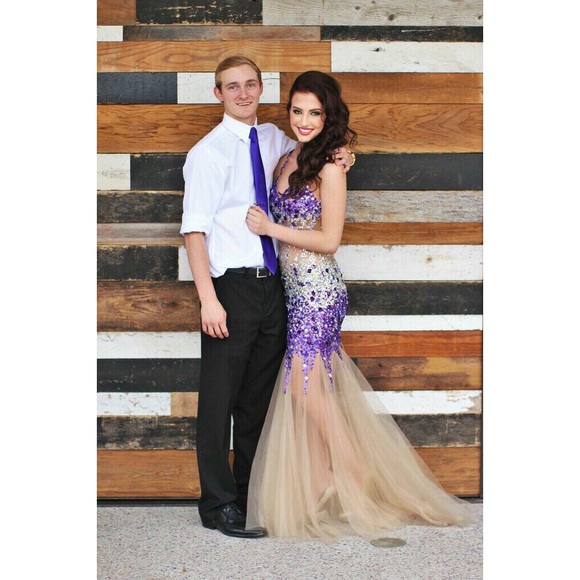 Party time jeweled Purple Prom dress