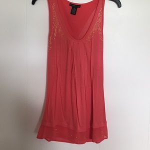 Coral + Gold Studded Tank