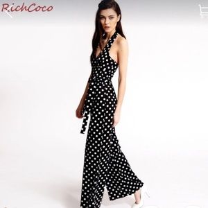 Black and white polka dot jumpsuit