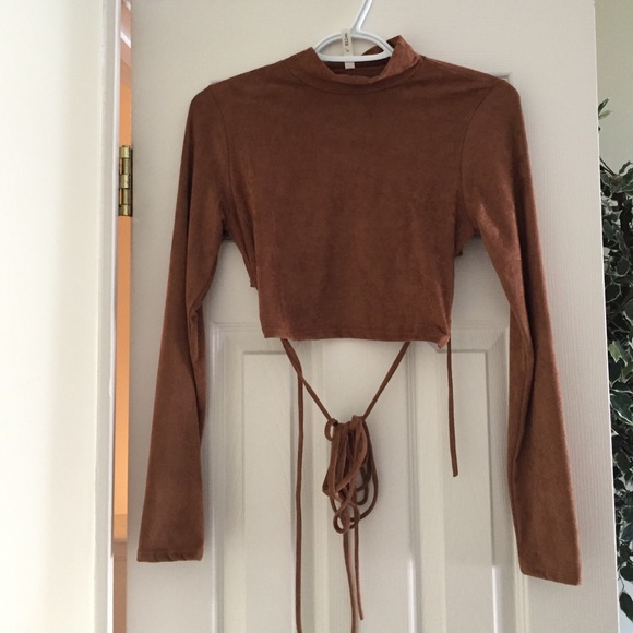SUEDE LACE UP CROP TOP