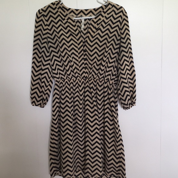 Like New Chevron Tan + Black Dress