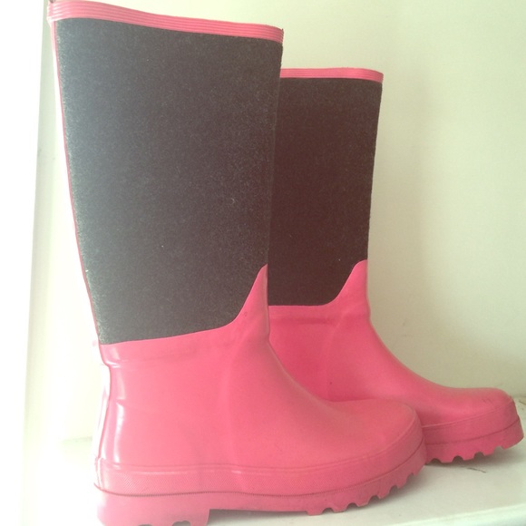 J.Crew Ladies Pink & Wool Rain Boots