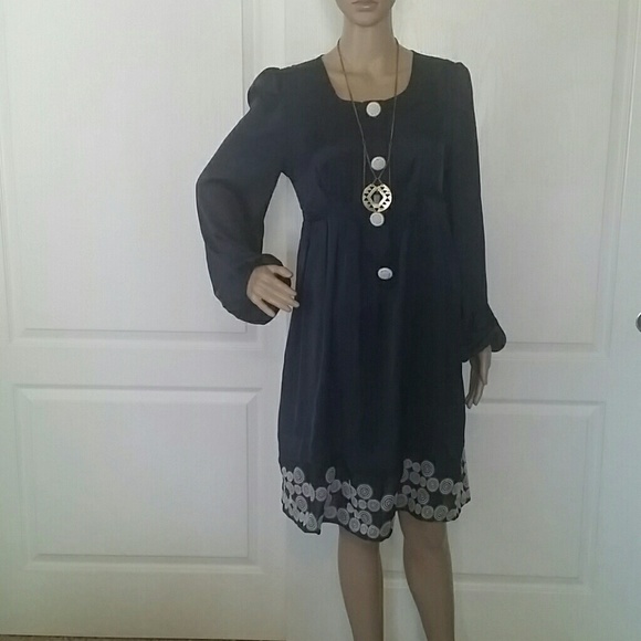 SOLD - Lucca Boho Navy Blue Dress