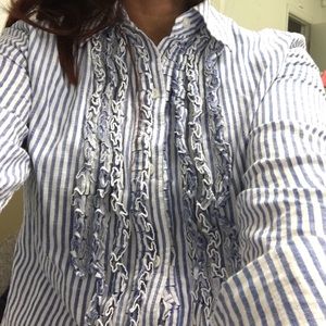 Pin stripped button up blouse
