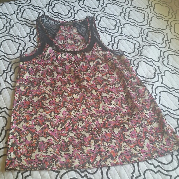 SOLD - Sleeveless Floral and Lace Tank