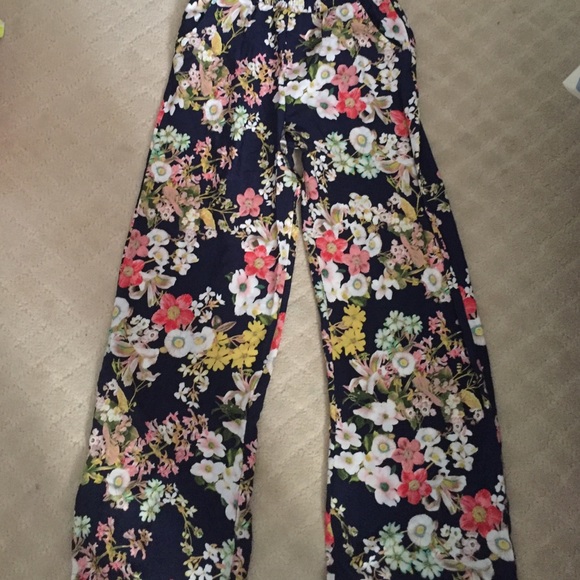 Flower print hippie flare pants