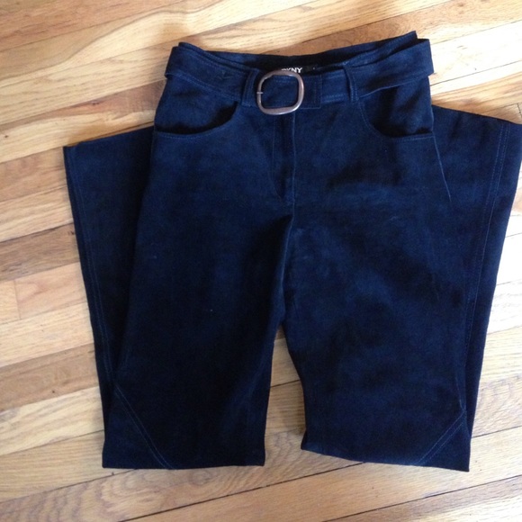 Black DKNY suede pants