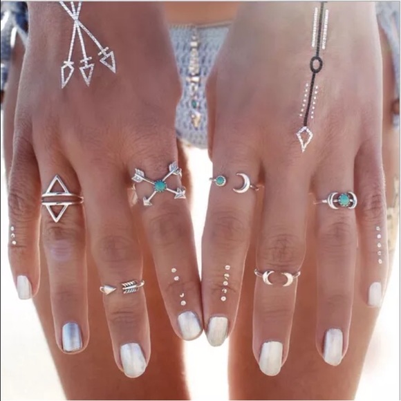 🎉50% OFF 6 piece silver moon adjustable rings