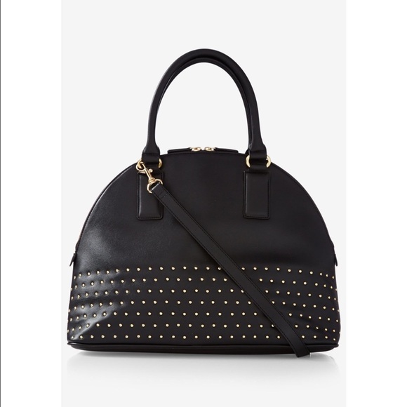 SOLD 🔥🔥🔥Express Gold Studded Black Bowler Bag