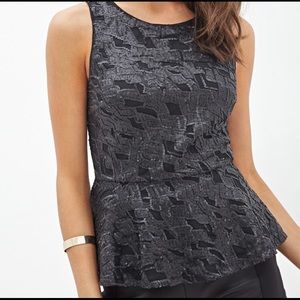 Forever 21 black Matte Sequin Peplum Top