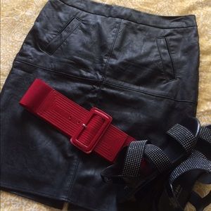 Leather-look pencil skirt = attitude plus style