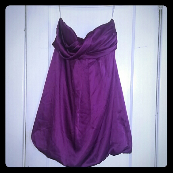 Purple TWENTY ONE strapless bubble dress