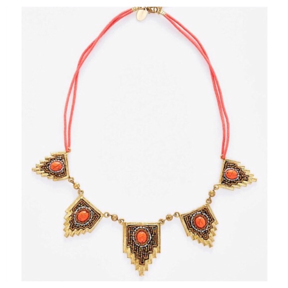 EGYPTIAN STONE JEWELED BOHO STATEMENT NECKLACE A3C - Picture 4 of 8