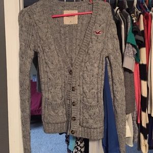 Thick grey hollister cardigan sweater