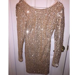 Gold sequined short cocktail dress