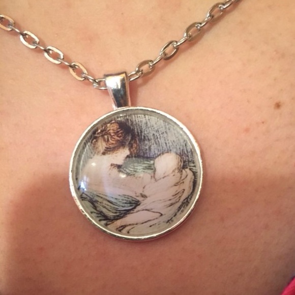 Mother Child Glass Pendant Nursing Necklace - Picture 5 of 7
