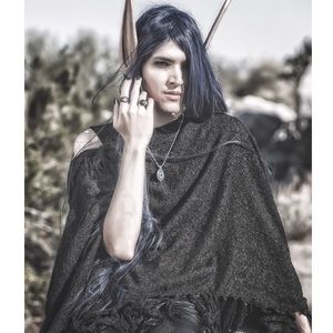 Hot Topic Sweaters - 🔮Oversized Hood Cloak Fringe Poncho Black Goth🆕 Hot Topic Sweaters - 🔮Oversized Hood Cloak Fringe Poncho Black Goth🆕