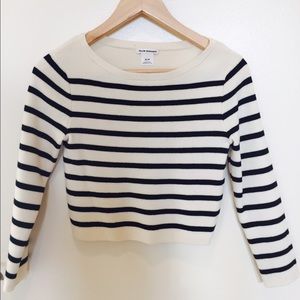 Club Monaco Striped Crop Sweater in XS