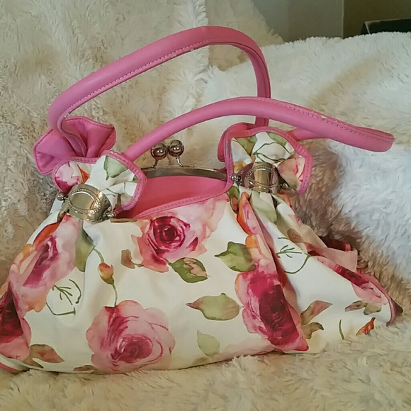 Pink flowered purse