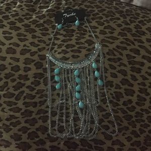 Silver & Turquoise Necklace and Earring Set