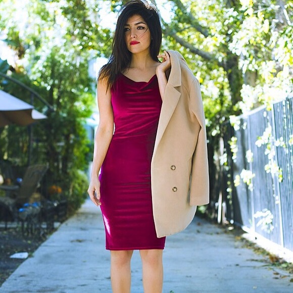 Burgundy Velvet Dress - Picture 3 of 4