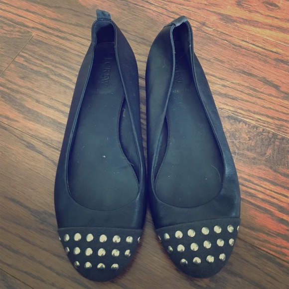 J. Crew Black Studded Flats