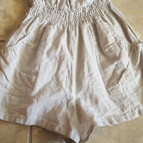 linen one shoulder romper - Picture 3 of 4