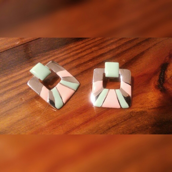 Vintage Art Deco 1980s Pierced Earrings
