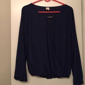 Blue top with cutout V