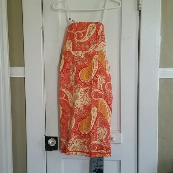 MODA INTERNATIONAL paisley coral strapless dress - Picture 1 of 4
