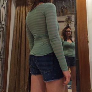 Free People Moss stripe layering pearlized buttons