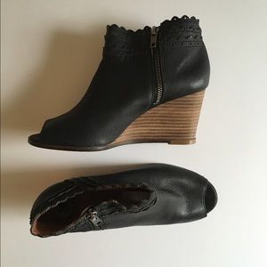 Lucky Brand black peep toe booties