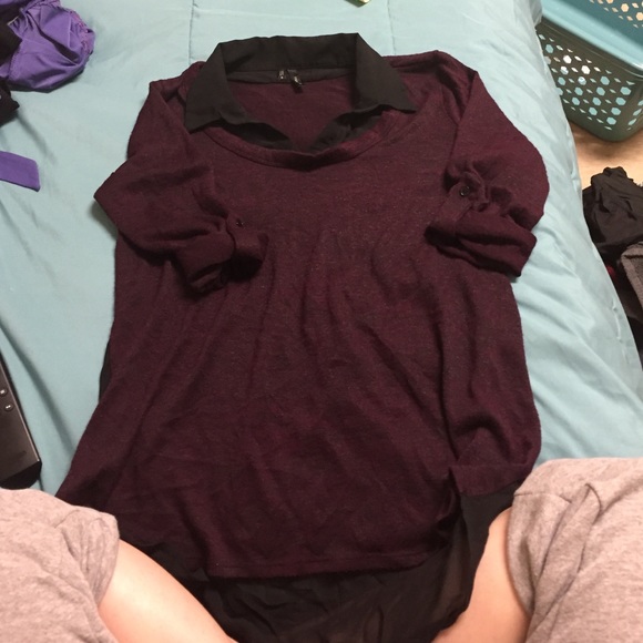 Maroon and black blouse